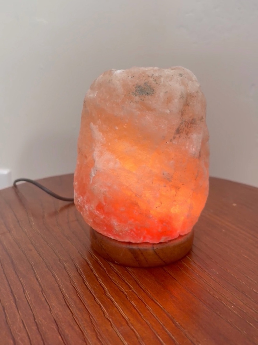 Himalayan Salt Lamp on Wooden Base - multi color